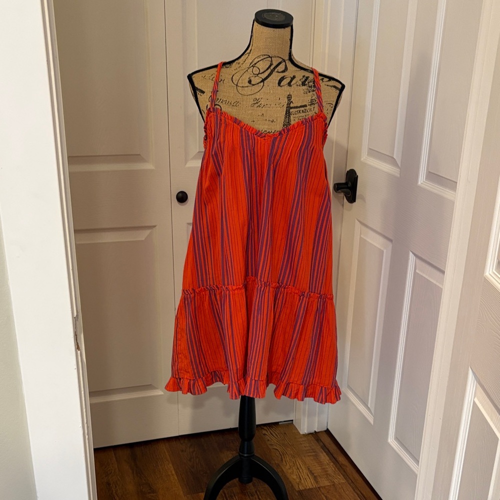 Red and purple Striped Sundress